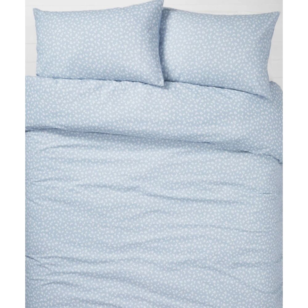 NEW - Dormify Kyra Flower Dot Comforter Sham Set Full Queen Blue Floral Cotton